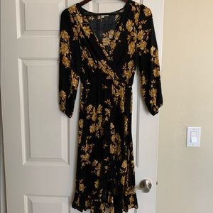 Boho black and yellow dress